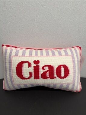 Cupcakes & Cashmere | “CIAO” Embroidered Pillow Sassy Fun Home Decor